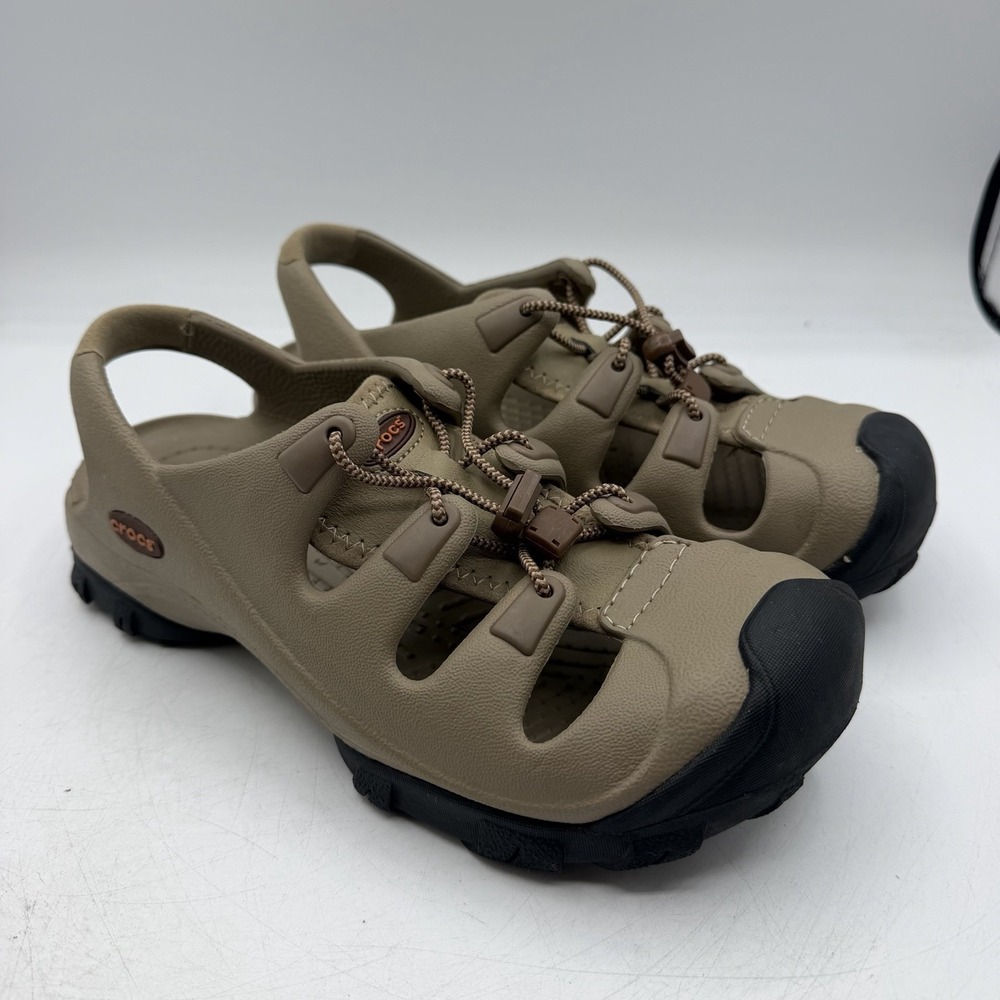 Crocs Trailbreak Hiking Sandals Womens 8 Mens 6 Beige Tan Water Shoes Closed Toe
